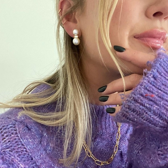 Melissa Lovy Carrie Earrings Pearl and Crystal Stud 18K Gold Plated Classic - Picture 8 of 8